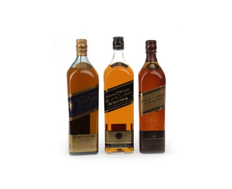 JOHNNIE WALKER BLUE LABEL ONE LITREBlended Scotch Whisky. 1 litre, 43% volume. JOHNNIE WALKER GOLD LABEL 'THE CENTENARY BLEND
