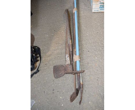 Quantity of garden tools including an axe, other vintage tools etc