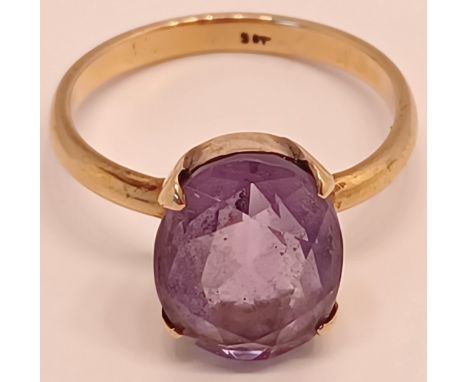 9CT GOLD AMETHYST RING SIZE Q 3.7g