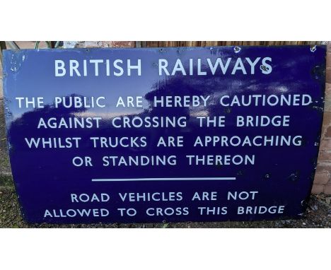 RAILWAYANA - British Rail (E) Enamel sign, white lettering on blue.  Good condition as per photos.
Large sign measuring 147cm