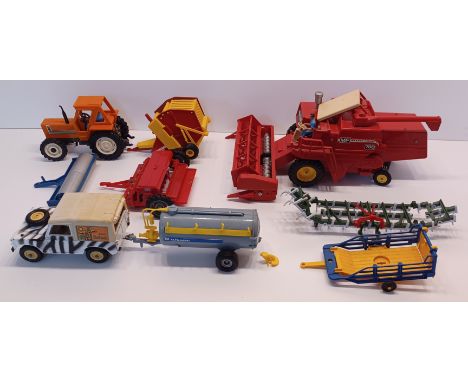 BRITAINS FARM MACHINERY - 760 COMBINE HARVESTER, FIAT TRACTOR, LANDROVER SWB 1975, ALFA LAVAL ETC.