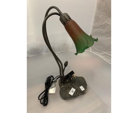 A TIFFANY LAMP WITH DOUBLE LILY SHADES 