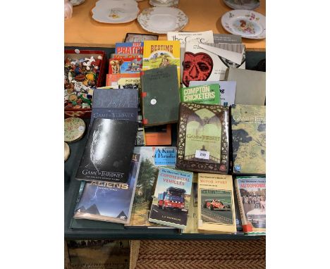 A LARGE QUANTITY OF HARD BACKED BOOKS AND DVDS TO INCLUDE A 1935 COPY OF THE FOOTBALL WHO'S WHO 