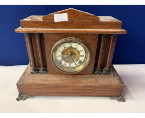 AN ANSONIA CLOCK CO NEW YORK MANTLE CLOCK WITH ORNATE FEET 