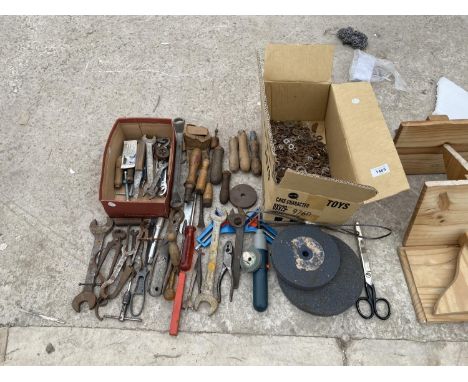 VARIOUS TOOLS AND HARDWARE - SPANNERS, WASHERS ETC 