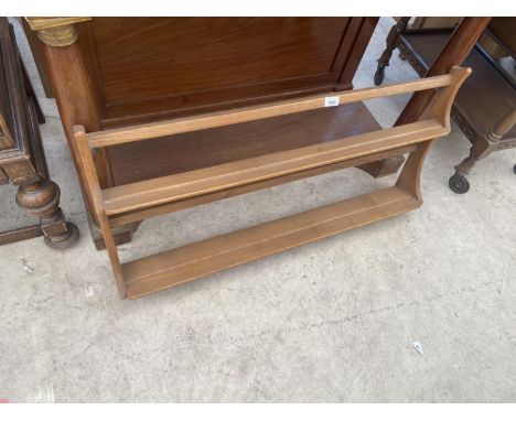 AN ERCOL ELM THREE TIER PLATE RACK 