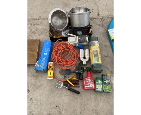 VARIOUS TOOLS AND GARDEN ITEMS - CARAVAN HOOK UP ETC 