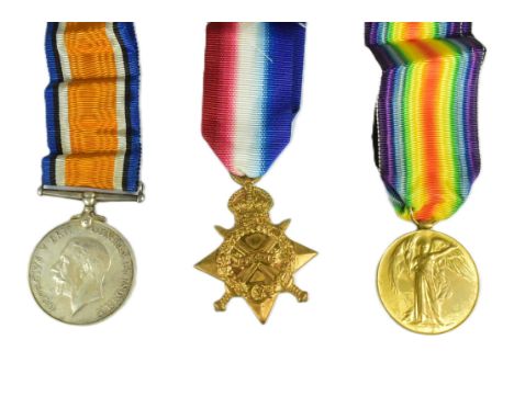 WWI Medal Group - trio awarded to one Second Lieutenant Kean Esse Vokins of the 11th Battalion Royal Warwickshire Regiment, K