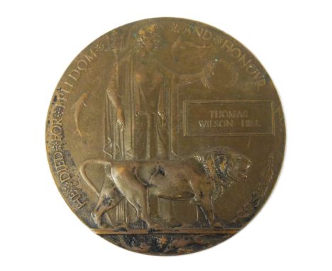 WWI Memorial Plaque - Death Plaque for one Second Lieutenant Thomas Wilson Hill of D Company, 16th Battalion, Highland Light 