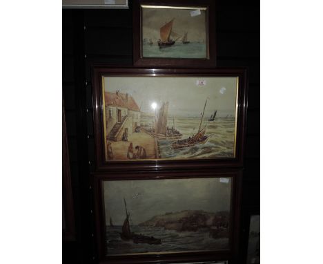Two vintage original water colours signed H.G Hutton coastal and sea faring related