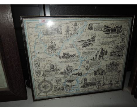 A vintage local map print with information to the area