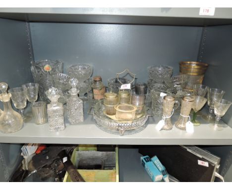 A selection of vintage glass wares including some HM silver topped