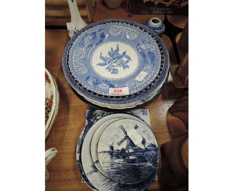 A selection of vintage blue and white delft ware ceramics