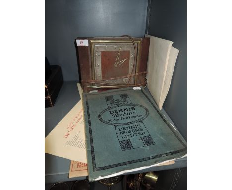 A selection of vintage fire brigade and fire engine ephemera and presentation clock local Windermere interest