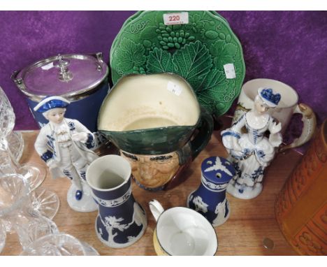 A selection of vintage ceramics including biscuit barrell