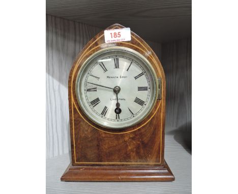 A vintage mantle clock in bishops hat design made by Morath Bros Liverpool 