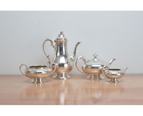 A Victorian silver four piece tea set by Edward &amp; John Barnard, 68 ozt, comprising squat form teapot, sugar basin and mil