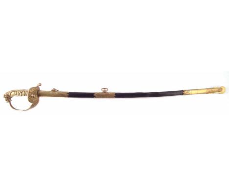 Rare German Third Reich WW2 Navy Officer's sword and scabbard by Weyersberg, Kirchbaum & Co. Soligen, the blade finely etched