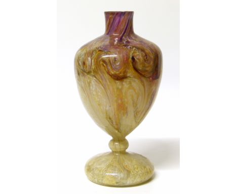 Scottish glass lamp base (with fragment of shade) probably Monart We are unable to provide condition reports for this sale.