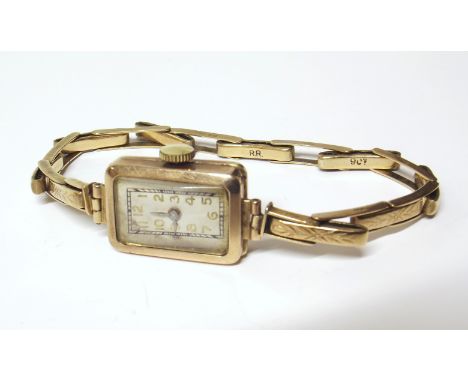 A 9ct gold ladie's vintage watch and bracelet We are unable to provide condition reports for this sale.