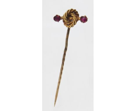 15ct gold stick pin inset with red spinel We are unable to provide condition reports for this sale.