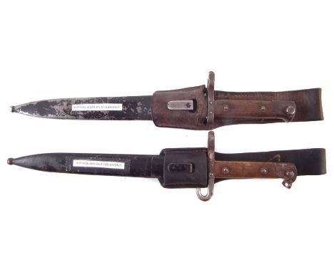 Austrian NCO Issue 1895 bayonet and scabbard with leather frog, also a m1895 Stuzen bayonet with scabbard and leather frog, t