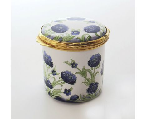Moorcroft enamel lidded box We are unable to provide condition reports for this sale.
