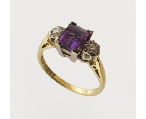Am amethyst and diamond 18ct gold ring We are unable to provide condition reports for this sale.