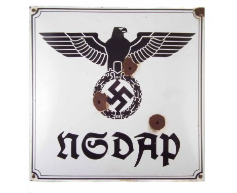 German WW2 Third Reich Nazi Party headquarters enamel sign. 50cm square We are unable to provide condition reports for this s