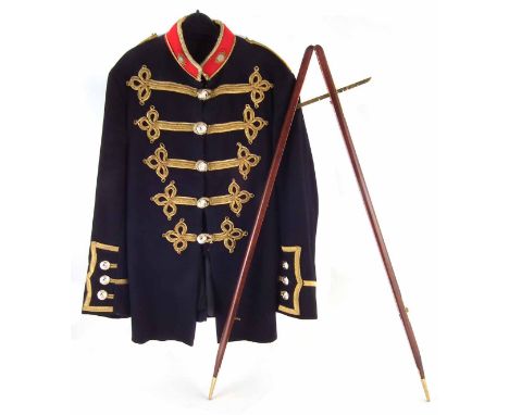 Royal Marines Band Master's tunic top, dated Oct 1966, together with a Drill Sargent's Pay Stick stamped with broad arrow and