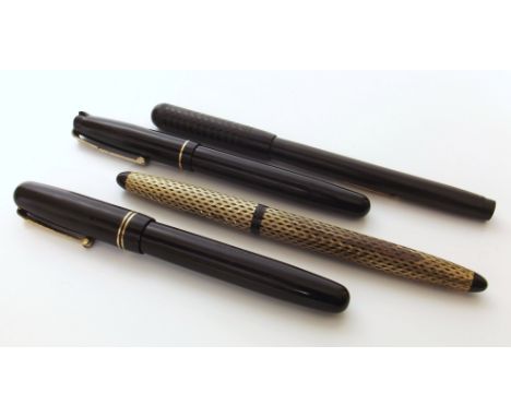 Three circa 1930s/40s vintage fountain pens, One by Swann & Co (Mable Todd), one by Watermen's and one Watermen's with matche