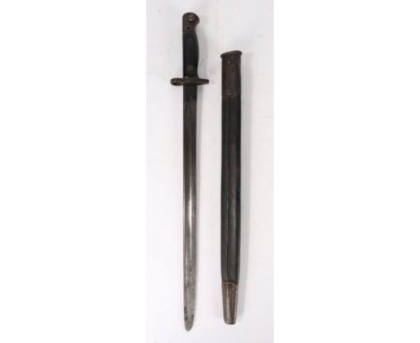 First World War unit marked British 1907 bayonet by Wilkinson, marked on one side of the ricasso with 1907, Wilkinson, and th