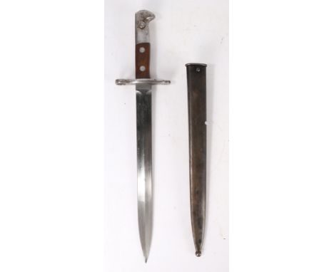 Swiss M1918 pattern double edged knife bayonet for use on the 7.5 mm Schmidt-Rubin M1911 carbine and M1931 Short Rifle, marke