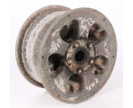 Second World War aircraft wheel hub, believed to be for for either a Spitfire or Hurricane, markings include 'AH 2061' (Dunlo
