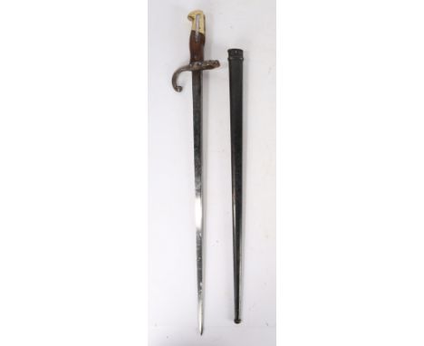 French 1874 pattern Gras Bayonet, made at the Chatellerault arsenal, maker and date for August 1876 engraved on spine, number