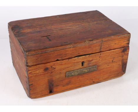 Early 20th century Royal Navy ratings wooden 'Ditty Box', brass plate to the front stamped 'C.F. TINKER', interior wooden she