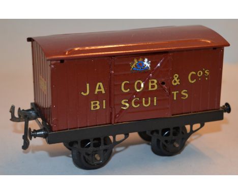 O Gauge Hornby "Jacob's" biscuit van. Nicely restored example. 