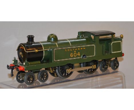 O Gauge Hornby No. 4-4-4 clockwork tank engine. Southern B604. Nicely restored example.