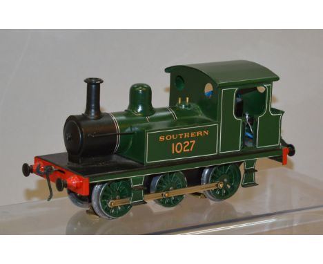 O Gauge. Highfield Models. 0-6-0 Southern tank engine No.1027. For 3 rail operation. Dual voltage 12v DC & 20v AC. VG boxed.