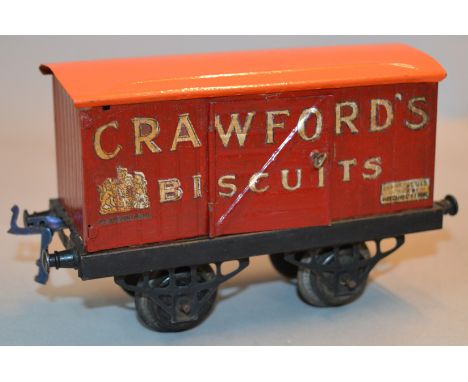 O Gauge. Hornby. "Crawford's" biscuit van. Repainted roof & chassis. Overall F