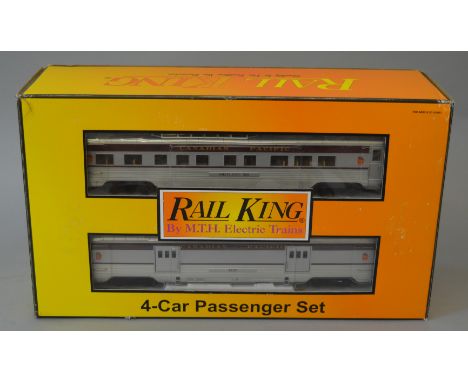 O Gauge. MTH Rail King. Canadian Pacific 4-car 60" Streamlined passenger car set. Baggage car, coach car, Vista Dome & Observ