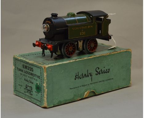 O Gauge. Hornby No.1 0-4-0 electric tank engine 20 volt. Southern E 126, F/G unrestored condition, with box.