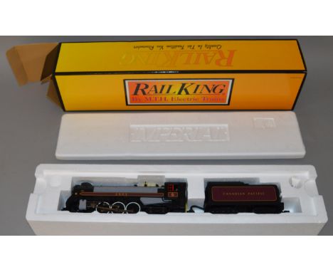 O Gauge. MTH Rail King 4-6-2 Canadian Pacific Royal Hudson locomotive. Diecast bodied. Overall G+ boxed