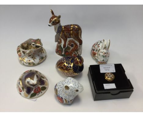 Royal Crown Derby Collectors Guild and Limited Edition paperweights, including Meadow Rabbit, Mole, Old Imari Frog, Partridge