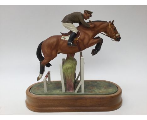 Royal Worcester limited edition 477/500 'Merano and Cap Raimondo D'Inzeo' modelled and signed Doris Linder, with plinth, incl