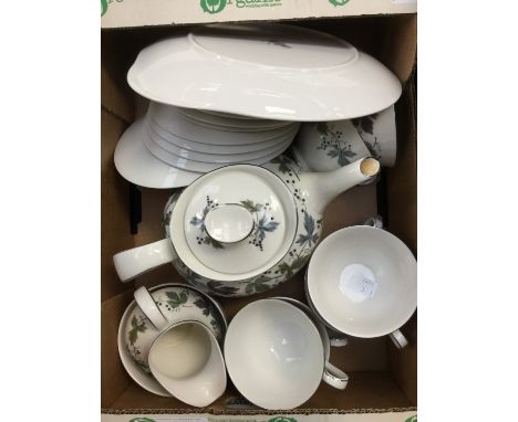  A Royal Doulton 'Burgundy' teaset, comprising six cups, six saucers, six side plates, cake plate, milk jug, sugar bowl, teap