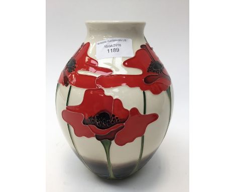  A Moorcroft vase in the 'Blue Heaven' pattern in a different colourway designed by Nicola Slaney, first quality, approx 21.5