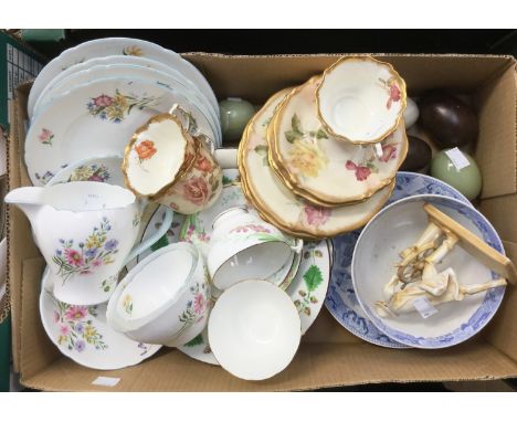  A Shelley part tea service 'Wild Flowers' 10 pieces, a blue/white bowl, possibly Worcester, a part Victorian tea service cir