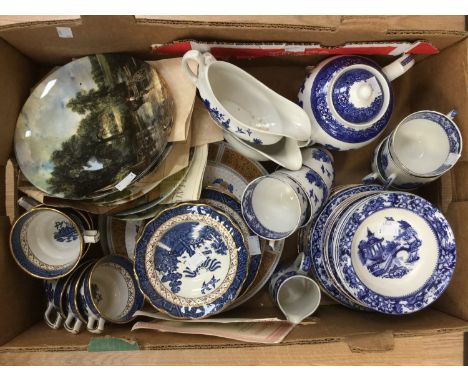 A collection of ceramics including a Booth part Willow pattern tea service; An Olde Alton Ware willow pattern part service, a