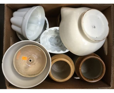 A collection of stoneware and ceramic molds and jars (one box) 